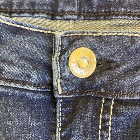 Lee Midrise Fit Bootcut Jeans Dark Wash Bling Pockets Rhinestones Cowgirl Y2K - Picture 12 of 14